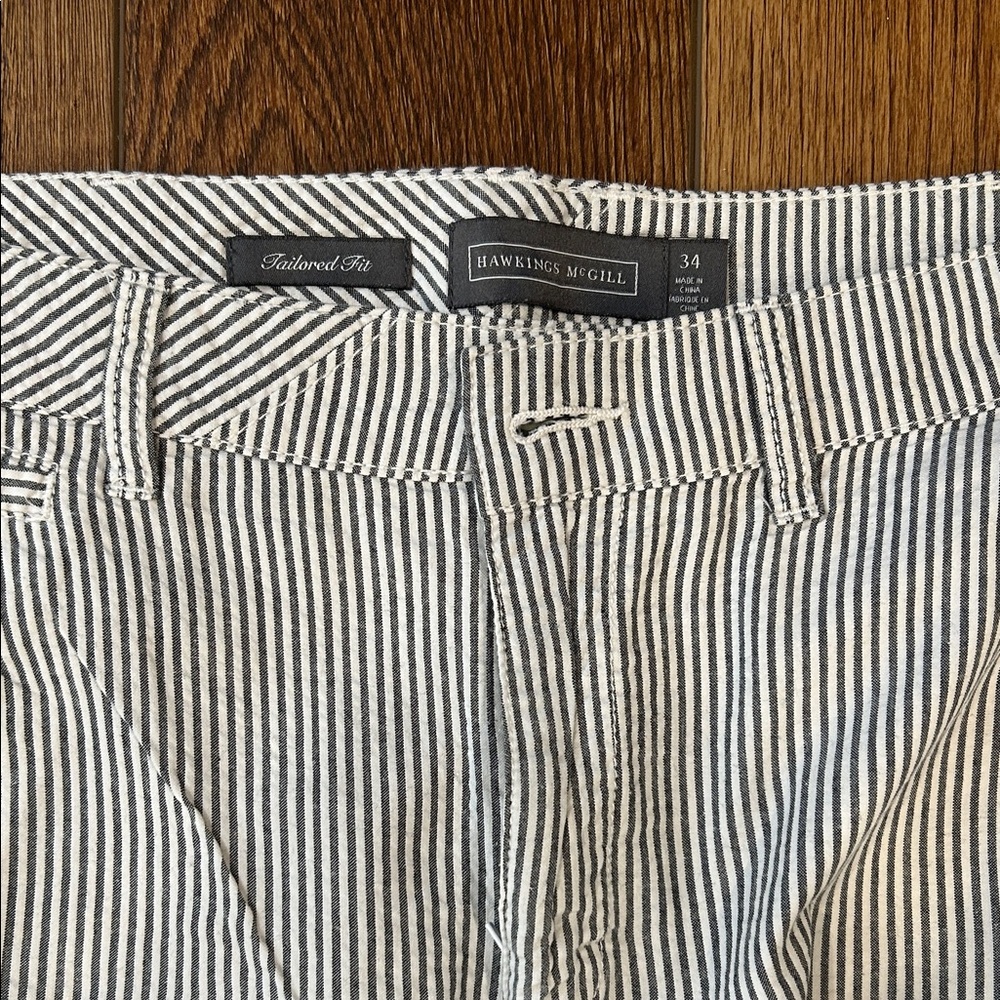 Classic Black and White Striped Men's Flat Front Shorts